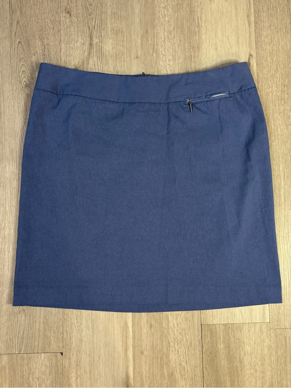 LANE BRYANT Mini Skirt BLUE RAYON STRETCH BACK ZIP SIZE 18